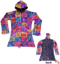 Rib tie-dye patch long jacket