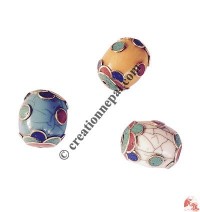 Decorated amber drum shape beads