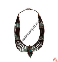 Turquoise-brown pote necklace