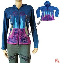 3-signs embroidered rib Jacket