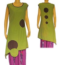 Cotton circles patch and piping dress