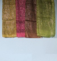 Cotton-jari mixed printed square scarf
