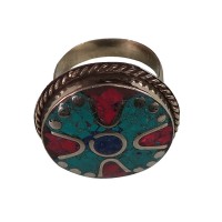 Colorful circle-top finger ring