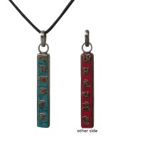 Coral-turquoise Mantra vertical pendent