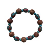 Decorated and natural beads wristband
