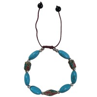 Turquoise and decorated beads bracelet