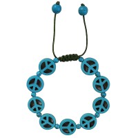 Peace sign circle shape beads bracelet