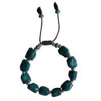 Odd shapes turquoise plastic beads wristband 