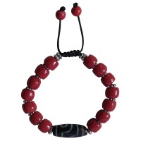 Coral beads with Dzi bracelet