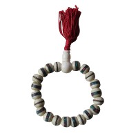 Decorated 10mm bone beads wrist mala