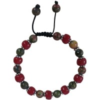 Granite stone and coral beads bracelet