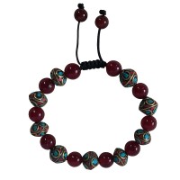 Red Onyx and decorated beads bracelet