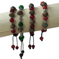 Jade, Onyx, decorated assorted beads bracelet