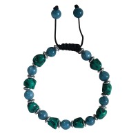 Onyx and plastic-turquoise beads bracelet