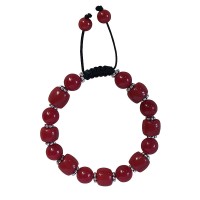 Red onyx-coral beads bracelet