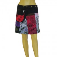 Printed patch work open skirt