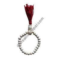 White bone beads wrist mala-8mm