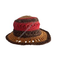 Jali butta hemp-cotton stripes brim hat