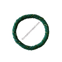 Braided green mixed beads bracelet