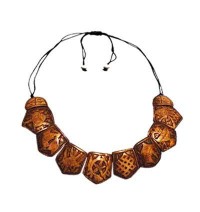 Astamangala carved bone necklace