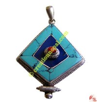 Diamond cut Tibetan pendant