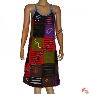 Razor-cut patch-work rib dress
