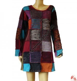 Square patches-razor cut rib dress