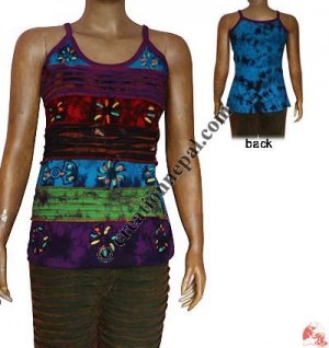 Razor cut stripes tie-dye tank top