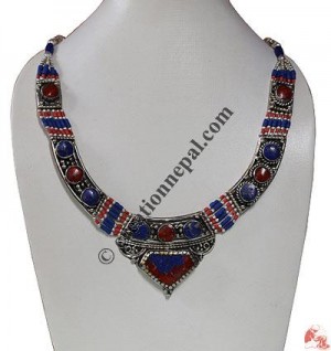 Lapis-coral pote necklage