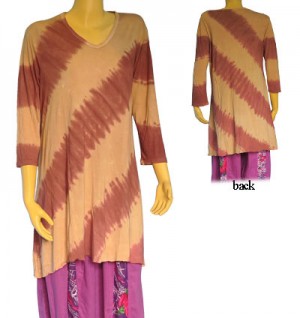Slanted tie dye stripes viscose dress