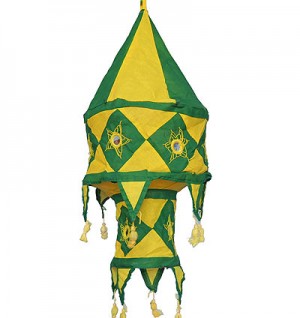 Yellow-Green color Small cotton jhumar lamp shade